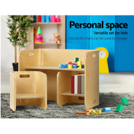 3 PC Nordic Kids Table Chair Set Beige Desk Activity Compact Children - SM Everyday Living