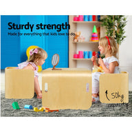 3 PC Nordic Kids Table Chair Set Beige Desk Activity Compact Children - SM Everyday Living