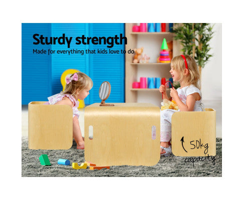 3 PC Nordic Kids Table Chair Set Beige Desk Activity Compact Children - SM Everyday Living