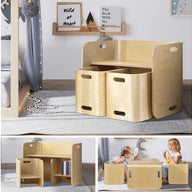 3 PC Nordic Kids Table Chair Set Beige Desk Activity Compact Children - SM Everyday Living