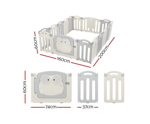 Playpen 16 Panels Foldable Toddler Fence Safety Play Activity Centre - SM Everyday Living