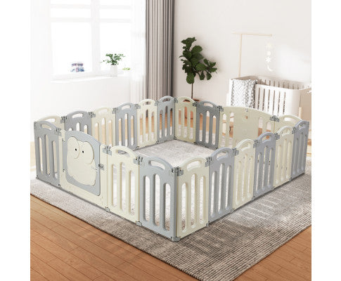 Playpen 20 Panels Foldable Toddler Fence Safety Play Activity Centre - SM Everyday Living