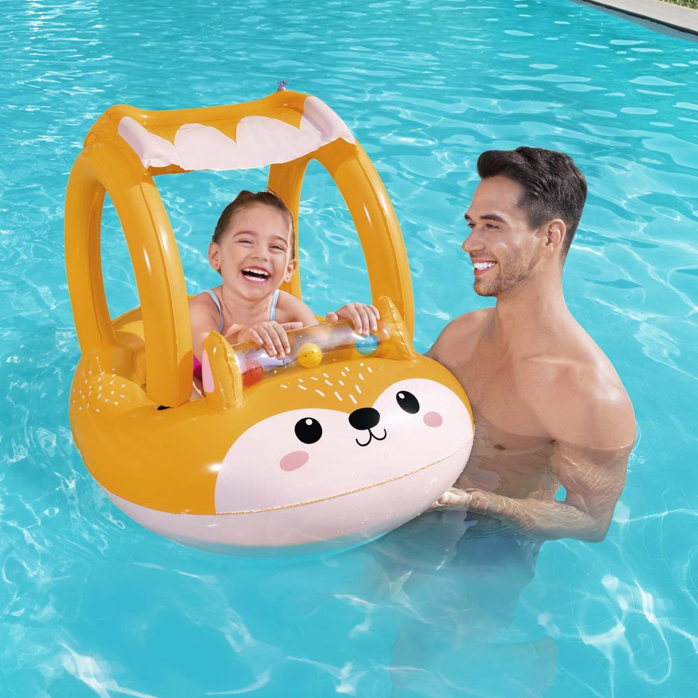 Bestway Kids Inflatable Fox Swim Float Floating Seat Canopy Pool Toys 94x66CM - SM Everyday Living