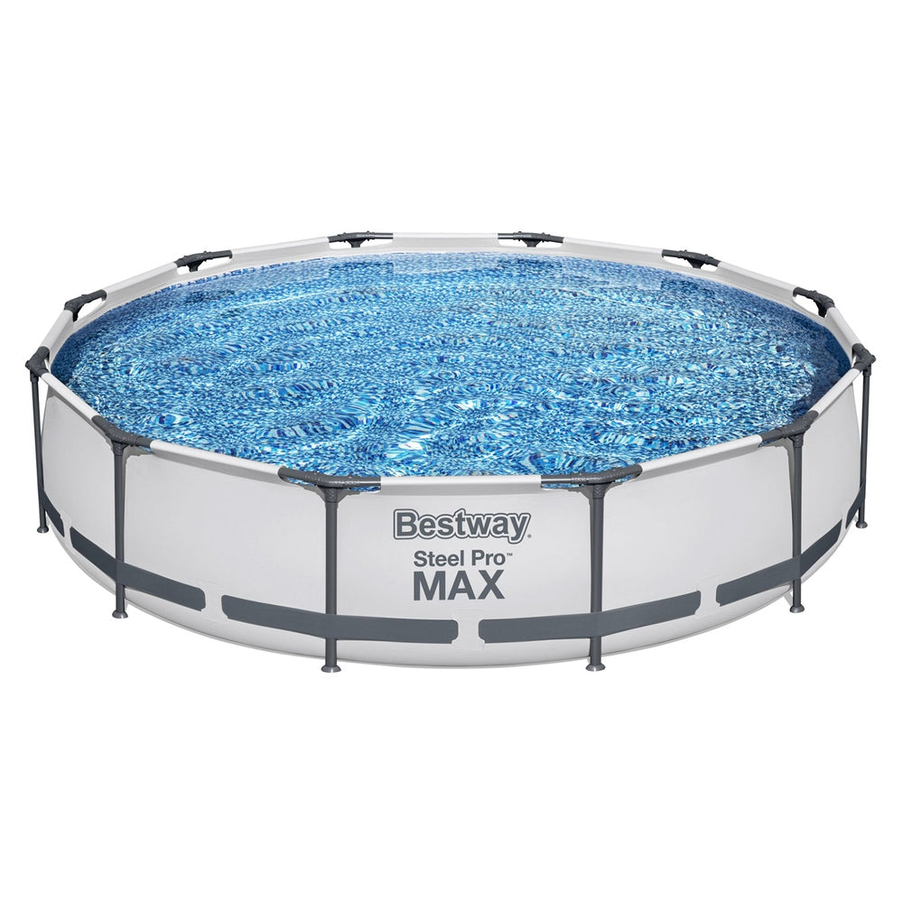 Bestway Swimming Pool 366x76cm Steel Frame Round Above Ground Pools w/ Filter Pump 6473L - SM Everyday Living
