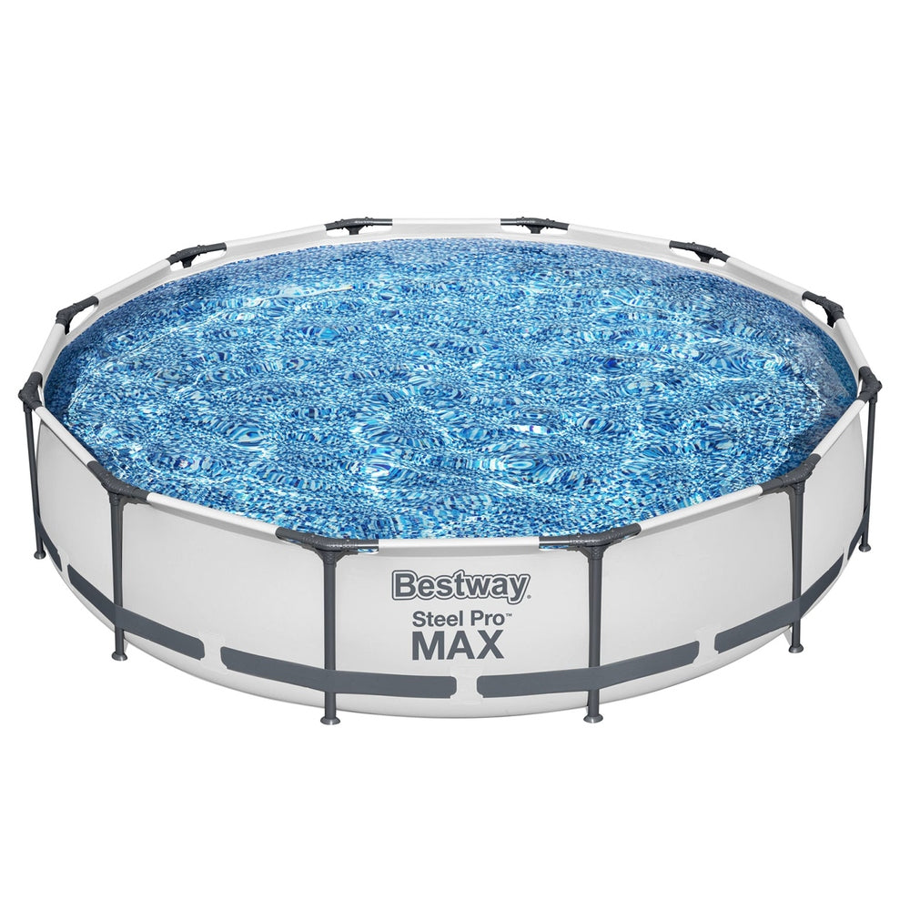 Bestway Swimming Pool 366x76cm Steel Frame Round Above Ground Pools w/ Filter Pump 6473L - SM Everyday Living