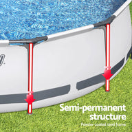 Bestway Swimming Pool 366x76cm Steel Frame Round Above Ground Pools w/ Filter Pump 6473L - SM Everyday Living