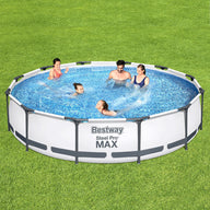 Bestway Swimming Pool 366x76cm Steel Frame Round Above Ground Pools w/ Filter Pump 6473L - SM Everyday Living