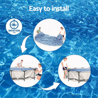Bestway Swimming Pool 366x100cm Steel Frame Round Above Ground Pools w/ Filter Pump 9150L - SM Everyday Living