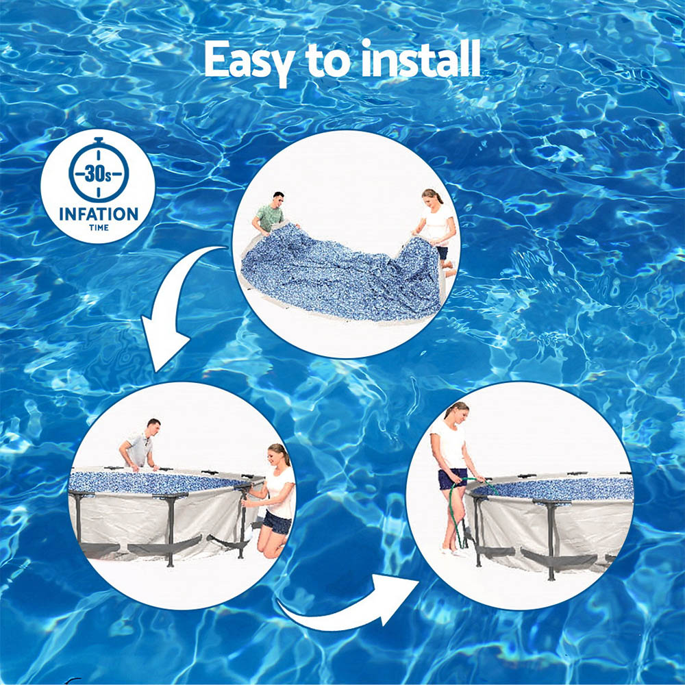 Bestway Swimming Pool 366x100cm Steel Frame Round Above Ground Pools w/ Filter Pump 9150L - SM Everyday Living