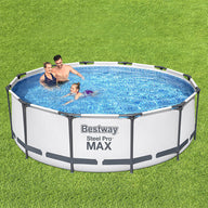 Bestway Swimming Pool 366x100cm Steel Frame Round Above Ground Pools w/ Filter Pump 9150L - SM Everyday Living