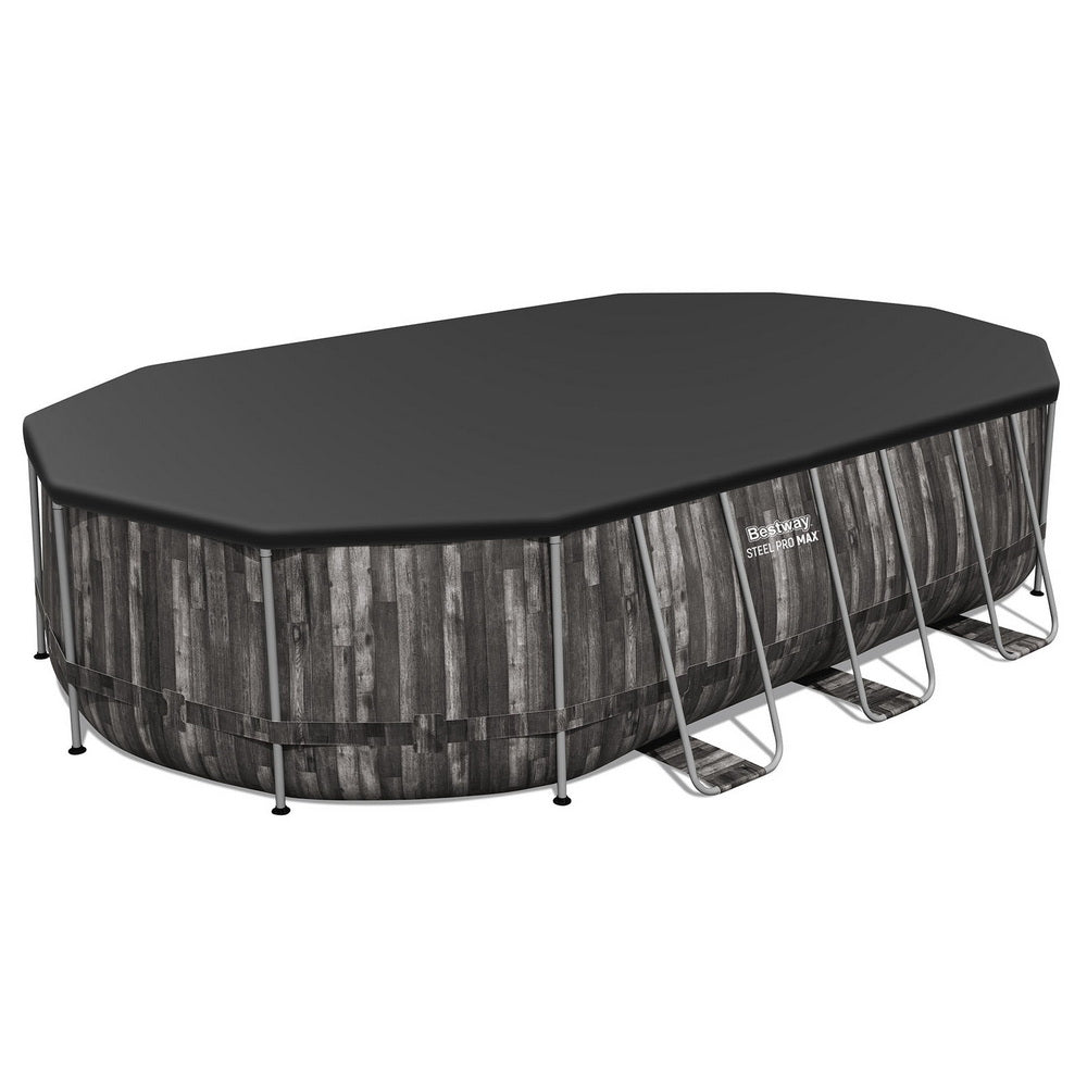 Bestway Swimming Pool Steel Frame Pool Set 6.1x3.66m w/ Filter Pump Ladder Cover - SM Everyday Living