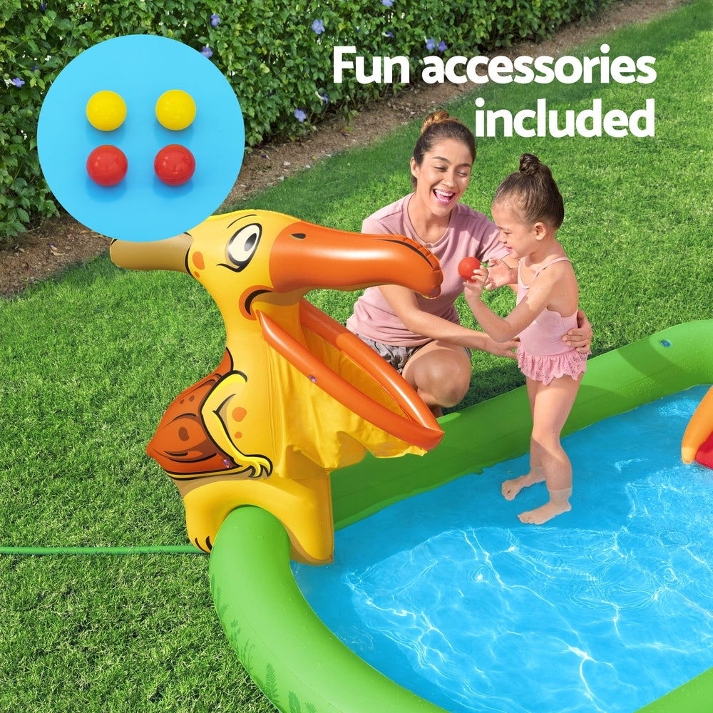 Bestway Kids Inflatable Play Splash Pool with Slide Ball Tossing Toys 242x140cm - SM Everyday Living