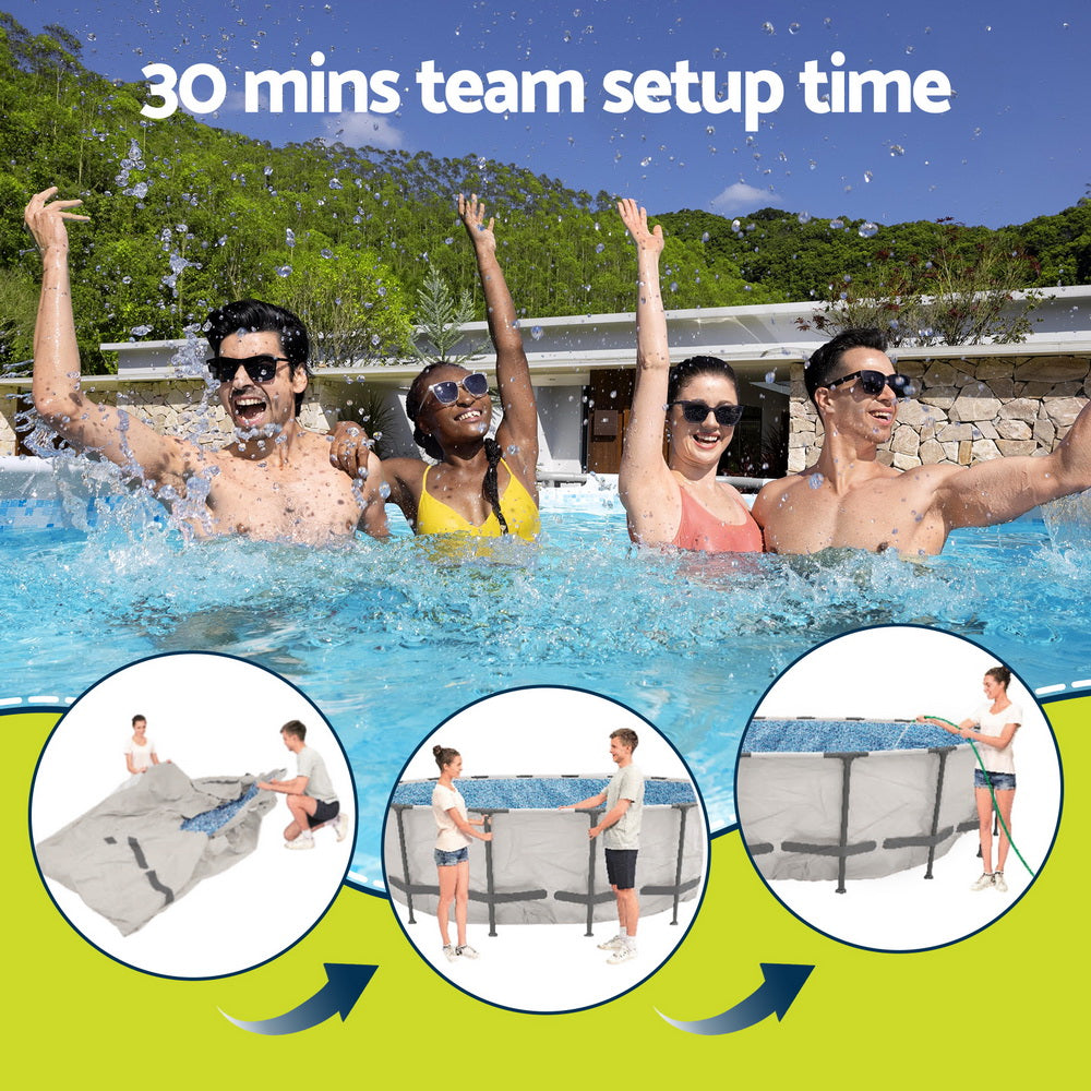 Bestway 366cm Swimming Pool Above Ground Pools Round Filter Pump Cover Ladder - SM Everyday Living