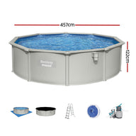Bestway Swimming Pool Steel Frame Round Pool Set 457cm w/ Filter Ladder 17430L - SM Everyday Living