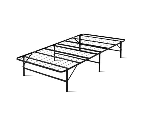 Folding Bed Frame Metal Bed Base King Single Size Portable Black - SM Everyday Living