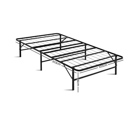 Folding Bed Frame Metal Bed Base King Single Size Portable Black - SM Everyday Living