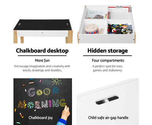 Kids Table and Chair Set Activity Chalkboard Toys Storage Desk Drawing - SM Everyday Living