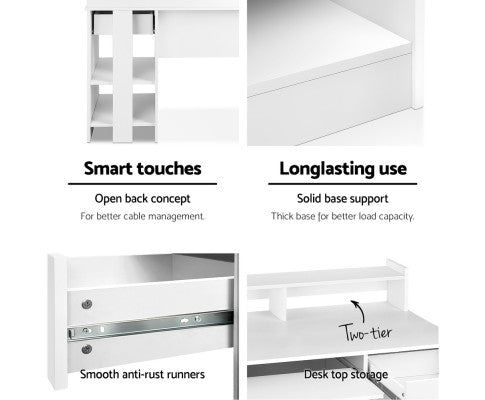 Office Computer Desk with Storage - White - SM Everyday Living