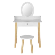 Kids Dressing Table Chair Set Wooden Leg Vanity