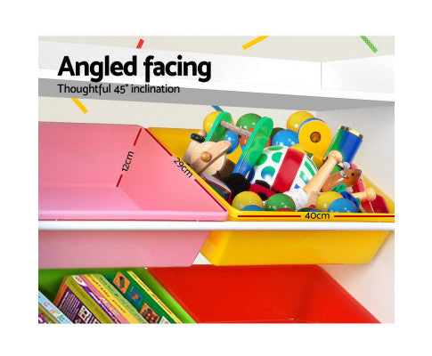 8 Bins Kids Toy Box Storage Organiser Rack Bookshelf Drawer Cabinet - SM Everyday Living