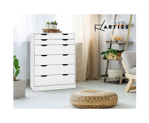 6 Chest of Drawers Tallboy Cabinet Storage Dresser Table Bedroom Storage - SM Everyday Living