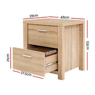 Bedside Table Lamp Side Tables Drawers Nightstand Unit Beige Wood - SM Everyday Living