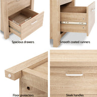Bedside Table Lamp Side Tables Drawers Nightstand Unit Beige Wood - SM Everyday Living