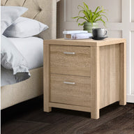 Bedside Table Lamp Side Tables Drawers Nightstand Unit Beige Wood - SM Everyday Living