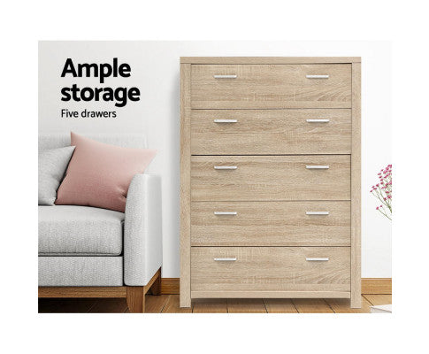 5 Chest of Drawers Tallboy Dresser Table Bedroom Storage Cabinet - SM Everyday Living