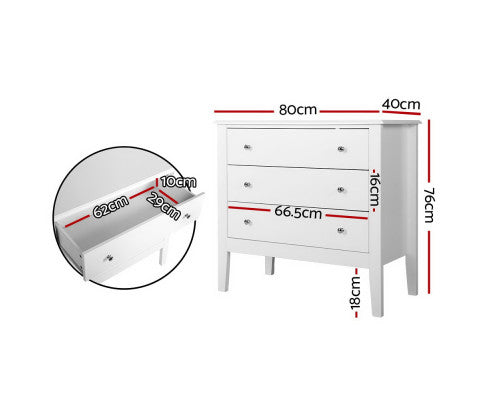 Chest of Drawers Storage Cabinet Bedside Table Dresser Tallboy White - SM Everyday Living