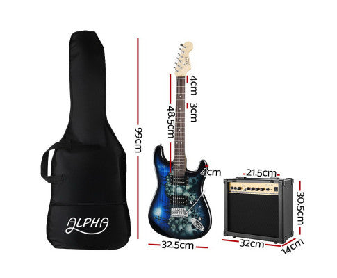 Electric Guitar And AMP Music String Instrument Rock Blue Carry Bag Steel String - SM Everyday Living