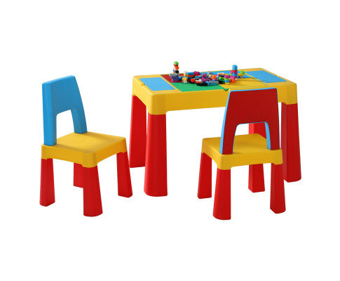 3PCS Kids Table and Chairs Set Activity Chalkboard Toys Storage Box Desk - SM Everyday Living