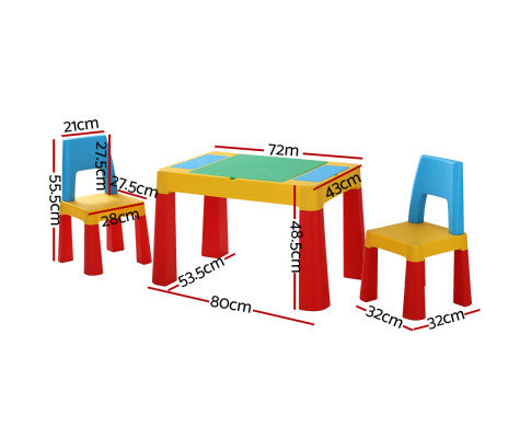 3PCS Kids Table and Chairs Set Activity Chalkboard Toys Storage Box Desk - SM Everyday Living