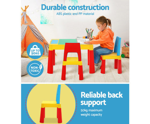 3PCS Kids Table and Chairs Set Activity Chalkboard Toys Storage Box Desk - SM Everyday Living