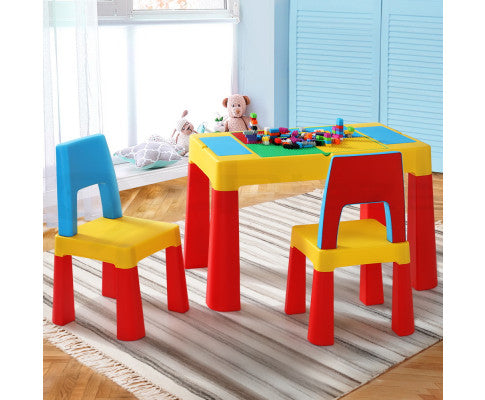 3PCS Kids Table and Chairs Set Activity Chalkboard Toys Storage Box Desk - SM Everyday Living