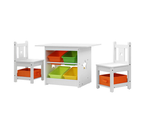 3 PCS Kids Table and Chairs Set Children Furniture Play Toys Storage Box - SM Everyday Living