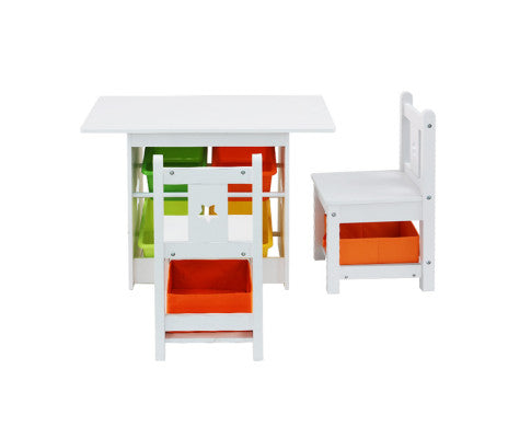 3 PCS Kids Table and Chairs Set Children Furniture Play Toys Storage Box - SM Everyday Living