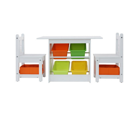 3 PCS Kids Table and Chairs Set Children Furniture Play Toys Storage Box - SM Everyday Living