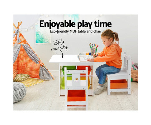 3 PCS Kids Table and Chairs Set Children Furniture Play Toys Storage Box - SM Everyday Living