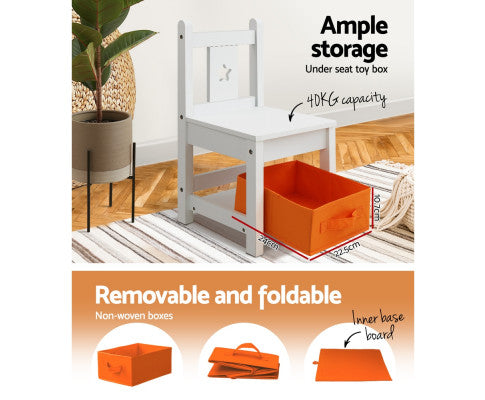 3 PCS Kids Table and Chairs Set Children Furniture Play Toys Storage Box - SM Everyday Living