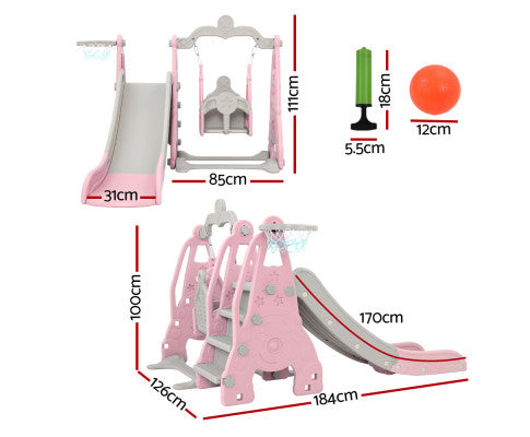 170cm Slide and Swing Set Playground Basketball Hoop Ring Outdoor Toys - SM Everyday Living