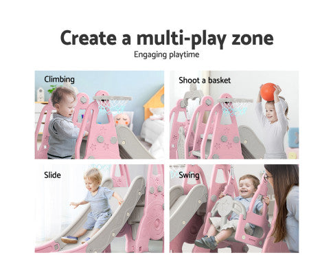 170cm Slide and Swing Set Playground Basketball Hoop Ring Outdoor Toys - SM Everyday Living