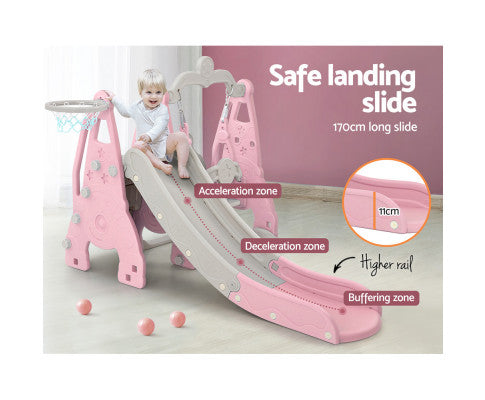 170cm Slide and Swing Set Playground Basketball Hoop Ring Outdoor Toys - SM Everyday Living