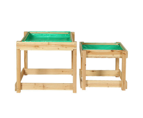 Kids Sandpit Sand and Water Wooden Table with Cover Outdoor Sand Pit Toys - SM Everyday Living