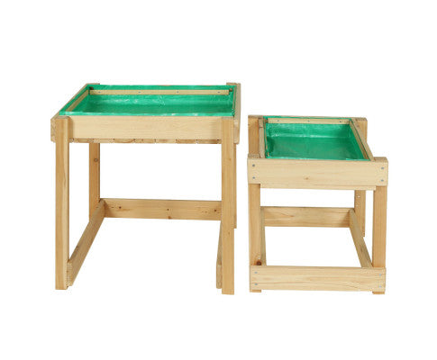 Kids Sandpit Sand and Water Wooden Table with Cover Outdoor Sand Pit Toys - SM Everyday Living