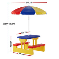 Kids Outdoor Table and Chairs Set Picnic Bench Umbrella Children Indoor - SM Everyday Living