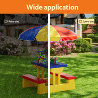Kids Outdoor Table and Chairs Set Picnic Bench Umbrella Children Indoor - SM Everyday Living
