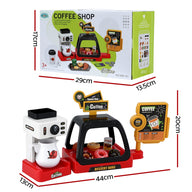 Keezi Kids Pretend Role Play Toy Coffee Shop with Coffee Maker Machine Play Money Food Tea Party Set - SM Everyday Living