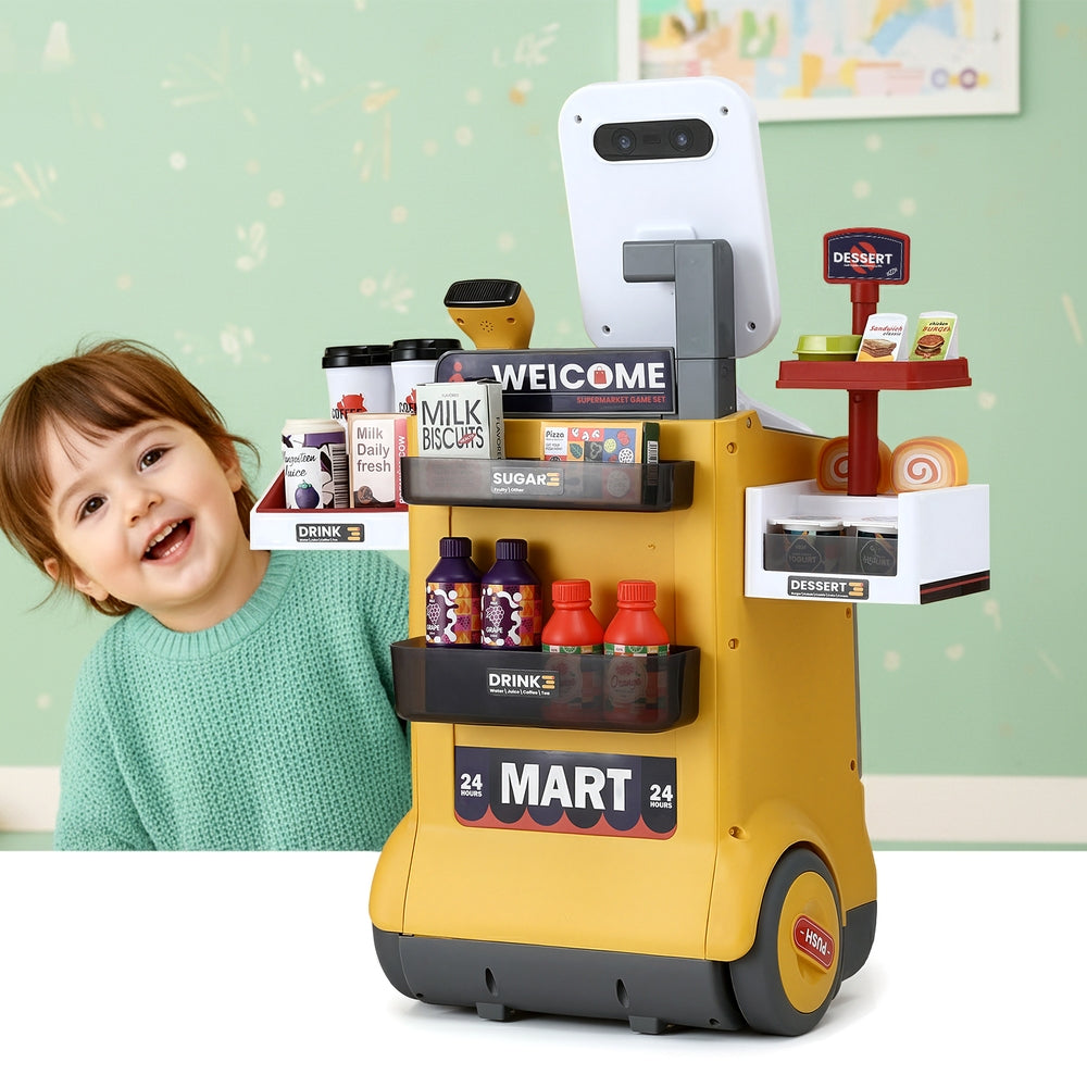 Keezi Kids Pretend Playset Supermarket Shopping Role Play Toy Cash Food 48PCS - SM Everyday Living