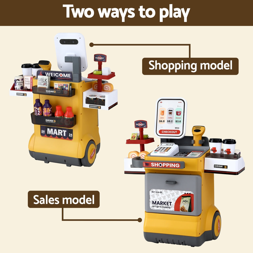 Keezi Kids Pretend Playset Supermarket Shopping Role Play Toy Cash Food 48PCS - SM Everyday Living